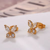 Elegant Highend Women's 316L Stainless Steel Butterfly Earrings With Electroplating And Light Luxury Zircon