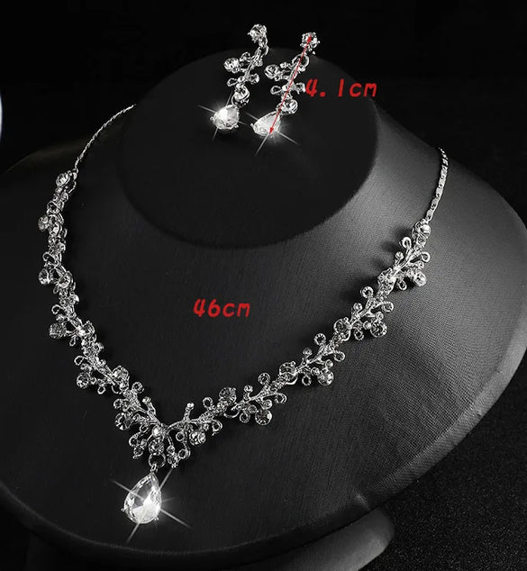 Elegant Lady Bridal Geometric Artificial Crystal Artificial Rhinestones Artificial Crystal Alloy Wholesale Earrings Necklace Jewelry Set