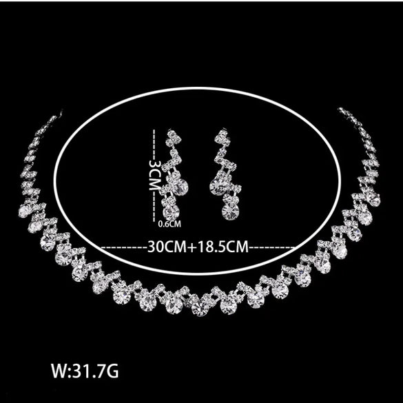 Elegant Lady Bridal Geometric Artificial Crystal Artificial Rhinestones Artificial Crystal Alloy Wholesale Earrings Necklace Jewelry Set