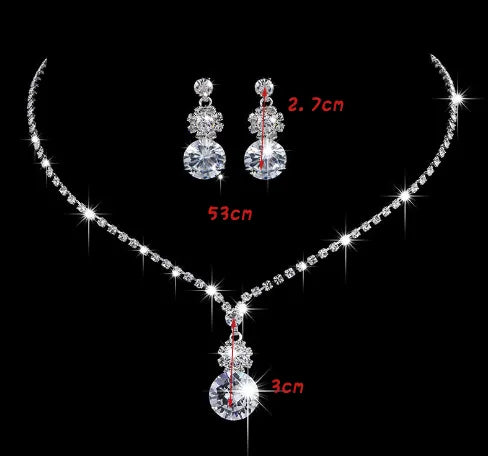 Elegant Lady Bridal Geometric Artificial Crystal Artificial Rhinestones Artificial Crystal Alloy Wholesale Earrings Necklace Jewelry Set