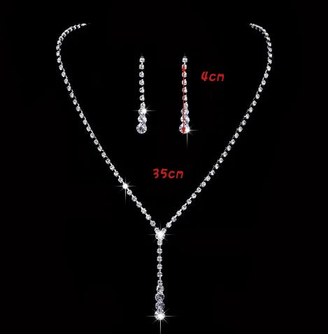 Elegant Lady Bridal Geometric Artificial Crystal Artificial Rhinestones Artificial Crystal Alloy Wholesale Earrings Necklace Jewelry Set