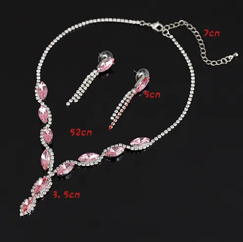 Elegant Lady Bridal Geometric Artificial Crystal Artificial Rhinestones Artificial Crystal Alloy Wholesale Earrings Necklace Jewelry Set