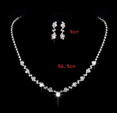 Elegant Lady Bridal Geometric Artificial Crystal Artificial Rhinestones Artificial Crystal Alloy Wholesale Earrings Necklace Jewelry Set