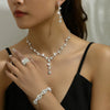 Elegant Lady Bridal Geometric Artificial Crystal Artificial Rhinestones Artificial Crystal Alloy Wholesale Earrings Necklace Jewelry Set