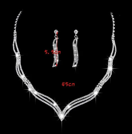 Elegant Lady Bridal Geometric Artificial Crystal Artificial Rhinestones Artificial Crystal Alloy Wholesale Earrings Necklace Jewelry Set