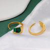 304 Stainless Steel 18K Gold Plated Elegant Lady Classic Style Inlay Geometric Malachite Open Rings