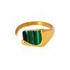 304 Stainless Steel 18K Gold Plated Elegant Lady Classic Style Inlay Geometric Malachite Open Rings
