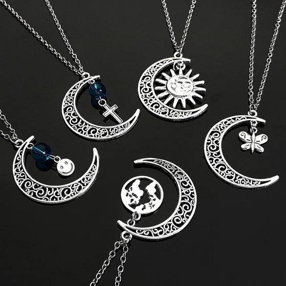 Elegant Lady Cross Moon Alloy Wholesale Pendant Necklace