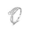 Elegant Lady Cross Star Sterling Silver Inlay Zircon Rings