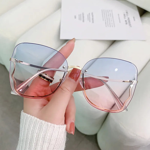 Elegant Lady Geometric Ac Special-Shaped Mirror Frameless Women'S Sunglasses