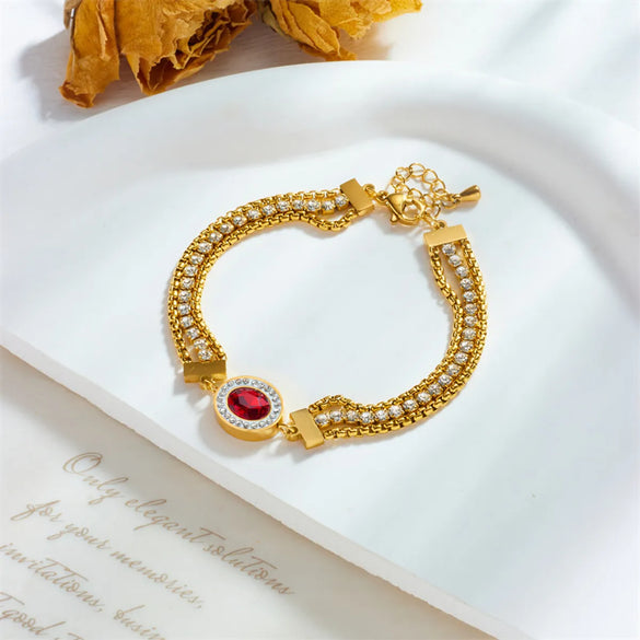 Elegant Lady Geometric Titanium Steel Inlay Zircon Bracelets