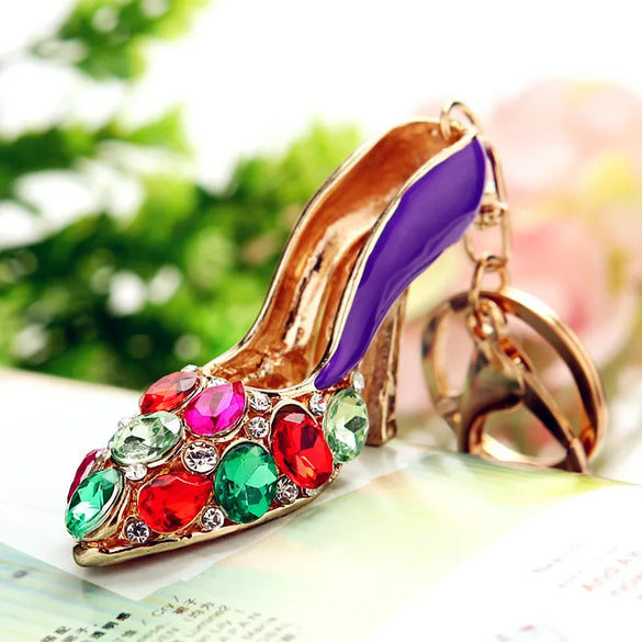 Elegant Lady High Heel Metal Inlay Rhinestones Women'S Bag Pendant Keychain