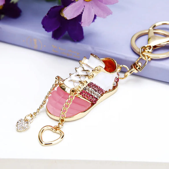 Elegant Lady High Heel Metal Inlay Rhinestones Women'S Bag Pendant Keychain