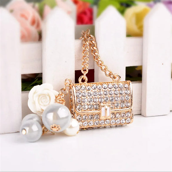 Elegant Lady High Heel Metal Inlay Rhinestones Women'S Bag Pendant Keychain