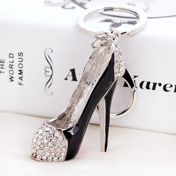 Elegant Lady High Heel Metal Inlay Rhinestones Women'S Bag Pendant Keychain
