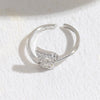 Elegant Leaf Butterfly Bow Knot Copper Inlay Zircon 14k Gold Plated Open Ring