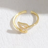 Elegant Leaf Butterfly Bow Knot Copper Inlay Zircon 14k Gold Plated Open Ring