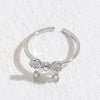 Elegant Leaf Butterfly Bow Knot Copper Inlay Zircon 14k Gold Plated Open Ring