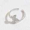 Elegant Leaf Butterfly Bow Knot Copper Inlay Zircon 14k Gold Plated Open Ring