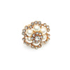 Elegant Light Luxury Alloy Pearl Flower Ring With Diamond Accents Open Adjustable Design For Unisex Wear