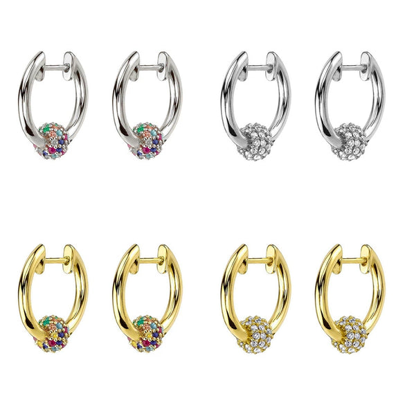 Elegant Light Luxury Ins Style Zircon Micropaved Copper Plated With Real Gold Earrings