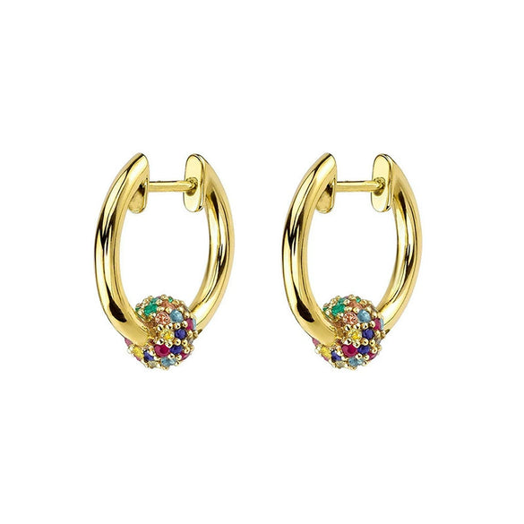 Elegant Light Luxury Ins Style Zircon Micropaved Copper Plated With Real Gold Earrings
