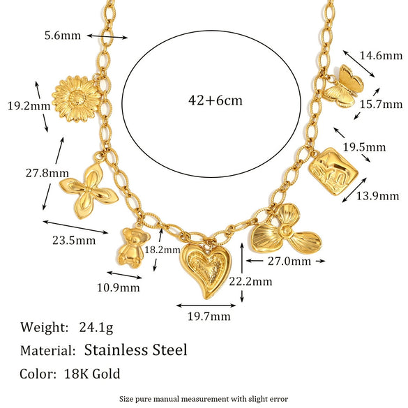 Elegant Love Circle Pendant Necklace For Women Fashion Geometric Style Stainless Steel 18K Gold Plated