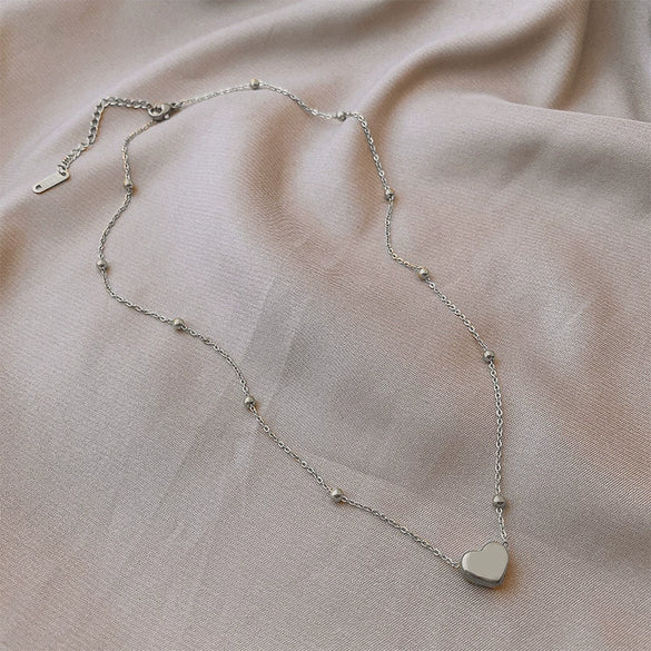Elegant Love Titanium Steel Round Bead Clavicle Chain For Women With Electroplating Treatment