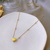 Elegant Love Titanium Steel Round Bead Clavicle Chain For Women With Electroplating Treatment