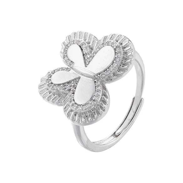 Elegant Luxurious Snake Butterfly Copper Plating Inlay Zircon 18k Gold Plated Open Rings