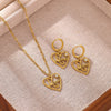Elegant Mama Letter Jewelry Set With Heart Design Gold Plated Stainless Steel Necklace And Earrings For Women