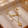 Elegant Mama Letter Jewelry Set With Heart Design Gold Plated Stainless Steel Necklace And Earrings For Women
