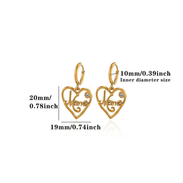 Elegant Mama Letter Jewelry Set With Heart Design Gold Plated Stainless Steel Necklace And Earrings For Women