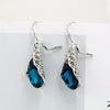 Elegant Metal Drop Shape Earrings With Hollow Design In Navy Blue Topaz Classical Palace Style