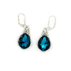 Elegant Metal Drop Shape Earrings With Hollow Design In Navy Blue Topaz Classical Palace Style