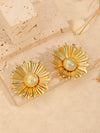 Elegant Metal Sunflower Gold Plated Women's Earrings With Geometric Shape And Electroplating Processing