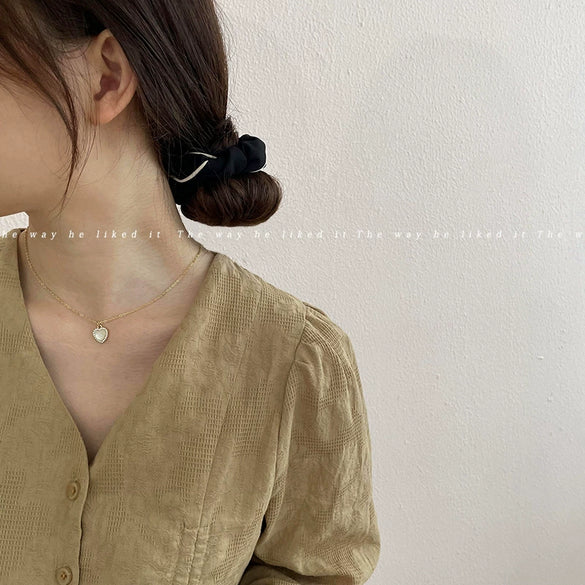 Elegant Milk Brown Cotton And Linen Scrunchie Simple French Style Handmade Hair Rope For Women