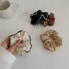 Elegant Milk Brown Cotton And Linen Scrunchie Simple French Style Handmade Hair Rope For Women