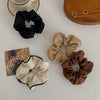 Elegant Milk Brown Cotton And Linen Scrunchie Simple French Style Handmade Hair Rope For Women