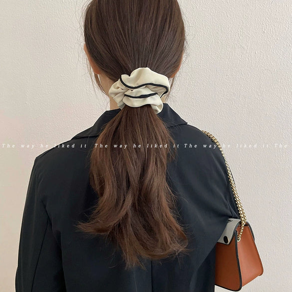 Elegant Milk Brown Cotton And Linen Scrunchie Simple French Style Handmade Hair Rope For Women