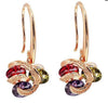 Elegant Minimalist Geometric Windmill Earrings With Micropaved Zircon And Electroplated Copper Finish For Women