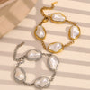 Elegant Niche French Design Stainless Steel 18K Gold Plated Baroque Pearl Bracelet For Women With Electroplating