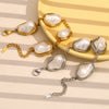 Elegant Niche French Design Stainless Steel 18K Gold Plated Baroque Pearl Bracelet For Women With Electroplating