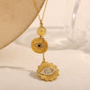 Elegant Niche High Grade Women's Stainless Steel Necklace Pendant With Geometric Tassel Eye Design And 18K Gold Electroplated Finish