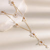 Elegant Niche Light Luxury Stainless Steel Necklace With Imitation Pearl Flower Tassel And 18K Gold Plated Electroplating