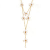 Elegant Niche Light Luxury Stainless Steel Necklace With Imitation Pearl Flower Tassel And 18K Gold Plated Electroplating