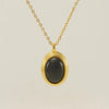 Wholesale Elegant Oval Stainless Steel Plating Inlay 18k Gold Plated Natural Stone Earrings Necklace