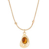 Elegant Oval Tiger Eye Women's Niche Light Luxury Maillard Style Alloy Necklace With Ball Chain And Electroplating