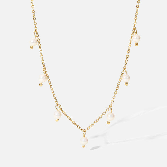 Elegant Pearl Xiaomi Beads Tassel Necklace For Women Stainless Steel With Geometric Design And Electroplating