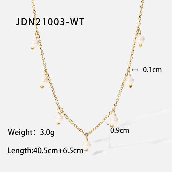 Elegant Pearl Xiaomi Beads Tassel Necklace For Women Stainless Steel With Geometric Design And Electroplating